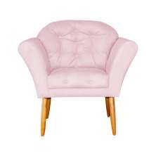 Poltrona Decorativa Amélia Pés Palito Suede Rosa Bebê - DS Estofados