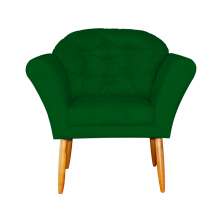 Poltrona Decorativa Amélia Pés Palito Suede Verde - DS Estofados