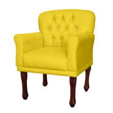 Poltrona Decorativa Anita Pés Luis XV Suede Amarelo - DS Estofados