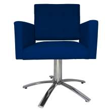 Poltrona Decorativa Camila Pés Metal Giratório Suede Azul Marinho - DS Estofados