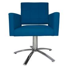 Poltrona Decorativa Camila Pés Metal Giratório Suede Azul Royal - DS Estofados