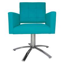 Poltrona Decorativa Camila Pés Metal Giratório Suede Azul Turquesa - DS Estofados