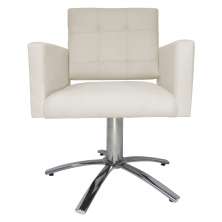 Poltrona Decorativa Camila Pés Metal Giratório Suede Bege - DS Estofados