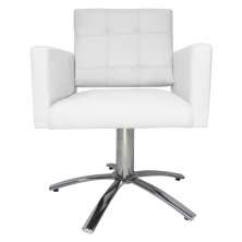 Poltrona Decorativa Camila Pés Metal Giratório Suede Branco - DS Estofados