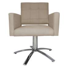 Poltrona Decorativa Camila Pés Metal Giratório Suede Capuccino - DS Estofados