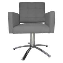 Poltrona Decorativa Camila Pés Metal Giratório Suede Cinza - DS Estofados
