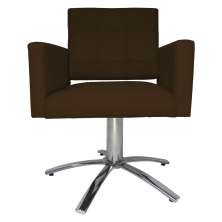 Poltrona Decorativa Camila Pés Metal Giratório Suede Marrom - DS Estofados