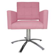 Poltrona Decorativa Camila Pés Metal Giratório Suede Rosa - DS Estofados