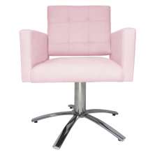 Poltrona Decorativa Camila Pés Metal Giratório Suede Rosa Bebê - DS Estofados