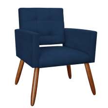 Poltrona Decorativa Camila Pés Palito Suede Azul Marinho - DS Estofados