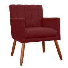 Poltrona Decorativa Cecilia Pés Palito Suede Bordô - DS Estofados