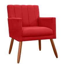 Poltrona Decorativa Cecilia Pés Palito Suede Vermelho - DS Estofados