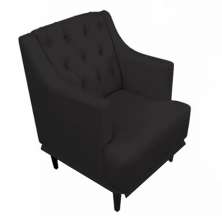 Poltrona Decorativa Clássica Capitonê Corino Preto - DS Móveis