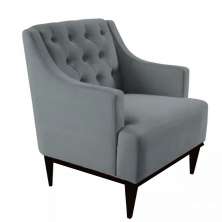 Poltrona Decorativa Clássica Capitonê Suede Cinza - DS Móveis
