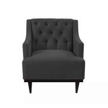 Poltrona Decorativa Clássica Capitonê Suede Preto - DS Móveis
