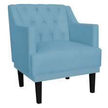 Poltrona Decorativa Clássica Pés Trapézio Suede Azul Turquesa - DS Estofados
