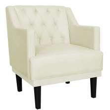 Poltrona Decorativa Clássica Pés Trapézio Suede Bege - DS Estofados