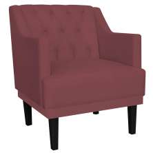 Poltrona Decorativa Clássica Pés Trapézio Suede Bordô - DS Estofados