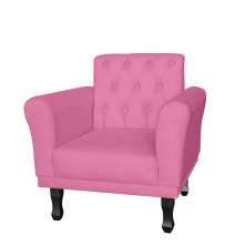Poltrona Decorativa Classic Pés Luis XV Suede Rosa - DS Estofados