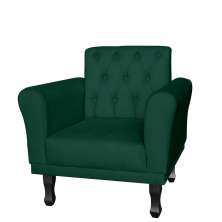 Poltrona Decorativa Classic Pés Luis XV Suede Verde - DS Estofados