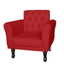 Poltrona Decorativa Classic Pés Luis XV Suede Vermelho - DS Estofados