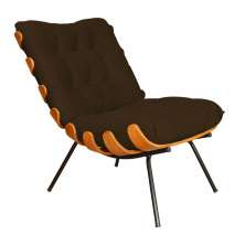 Poltrona Decorativa Costela Suede Marrom - DS Estofados