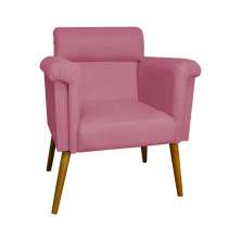 Poltrona Decorativa Elisa Suede Rosa - DS Estofados
