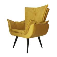 Poltrona Decorativa Emília Aba Pés Palito Suede Amarelo - DS Móveis