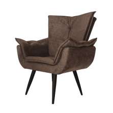 Poltrona Decorativa Emília Aba Pés Palito Suede Marrom - DS Móveis