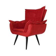 Poltrona Decorativa Emília Aba Pés Palito Suede Vermelho - DS Móveis