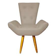 Poltrona Decorativa Emília Barca Pés Palito Suede Capuccino - DS Estofados