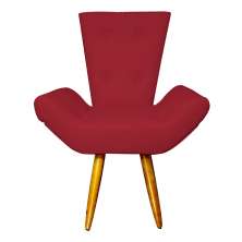 Poltrona Decorativa Emília Barca Pés Palito Suede Vermelho - DS Estofados