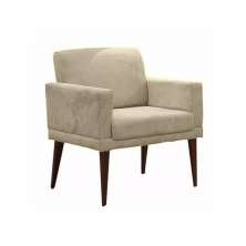 Poltrona Decorativa Emília Pés Palito Suede Bege - DS Móveis