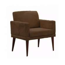 Poltrona Decorativa Emília Pés Palito Suede Marrom - DS Móveis