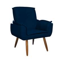 Poltrona Decorativa Emília Plus Suede Azul Marinho - Ds Móveis