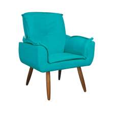 Poltrona Decorativa Emília Plus Suede Azul Turquesa - Ds Móveis