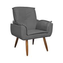Poltrona Decorativa Emília Plus Suede Cinza- Ds Móveis