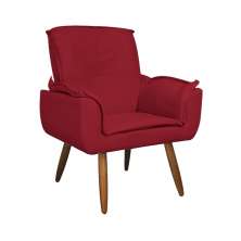 Poltrona Decorativa Emília Plus Suede Vermelho- Ds Móveis