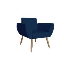 Poltrona Decorativa Flora Pés Palito Suede Azul Marinho - DS Estofados