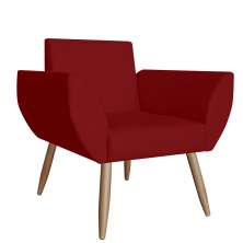 Poltrona Decorativa Flora Pés Palito Suede Bordô - DS Estofados