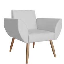 Poltrona Decorativa Flora Pés Palito Suede Branco - DS Estofados