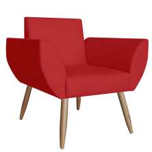 Poltrona Decorativa Flora Pés Palito Suede Vermelho  - DS Estofados