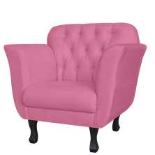Poltrona Decorativa Helena Pés Luis XV Suede Rosa - DS Estofados