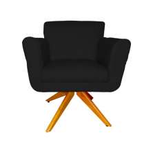 Poltrona Decorativa Isabela em Tressê Pés Madeira Giratório Suede Preto - DS Estofados
