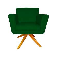 Poltrona Decorativa Isabela em Tressê Pés Madeira Giratório Suede Verde - DS Estofados