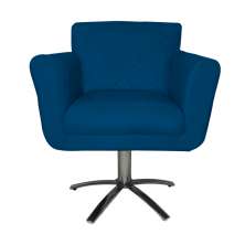 Poltrona Decorativa Isabela em Tressê Pés Metal Giratório Suede Azul Royal - DS Estofados