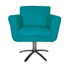 Poltrona Decorativa Isabela em Tressê Pés Metal Giratório Suede Azul Turquesa - DS Estofados