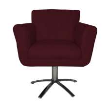 Poltrona Decorativa Isabela em Tressê Pés Metal Giratório Suede Bordô - DS Estofados