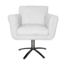 Poltrona Decorativa Isabela em Tressê Pés Metal Giratório Suede Branco - DS Estofados