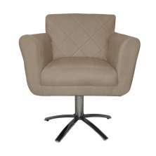 Poltrona Decorativa Isabela em Tressê Pés Metal Giratório Suede Capuccino - DS Estofados
